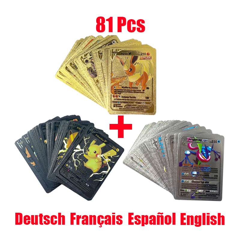 Board Game Pokemon - 81-15Pcs 포켓몬 카드 골드 실버 Vmax