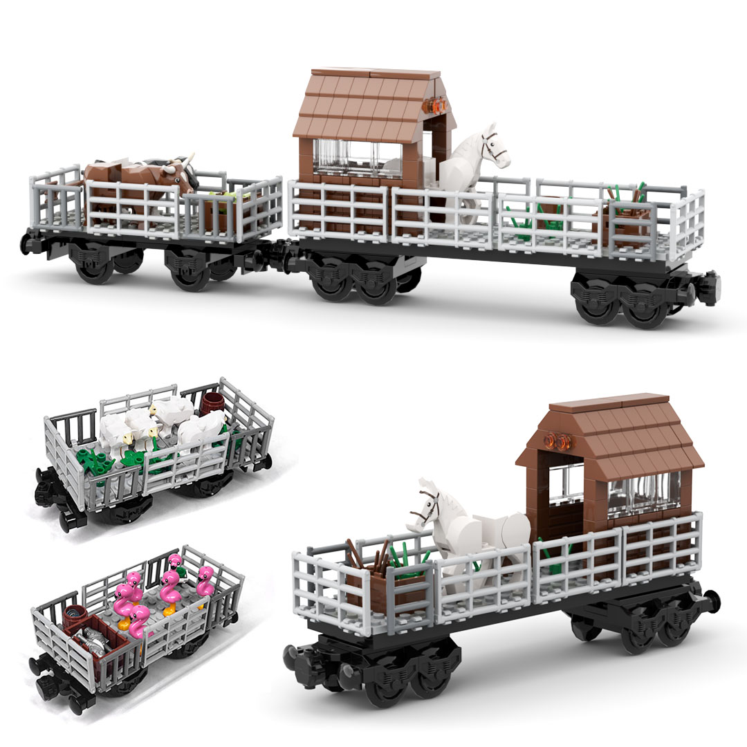MOC 기차 동물 운송 차량 빌딩 블록 모듈형 기차 섀 - Lego Set Creator 리뷰 및 가격